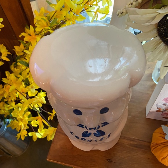 Vintage 1973 Pillsbury Doughboy cookie jar, blue and white - Picture 2 of 6